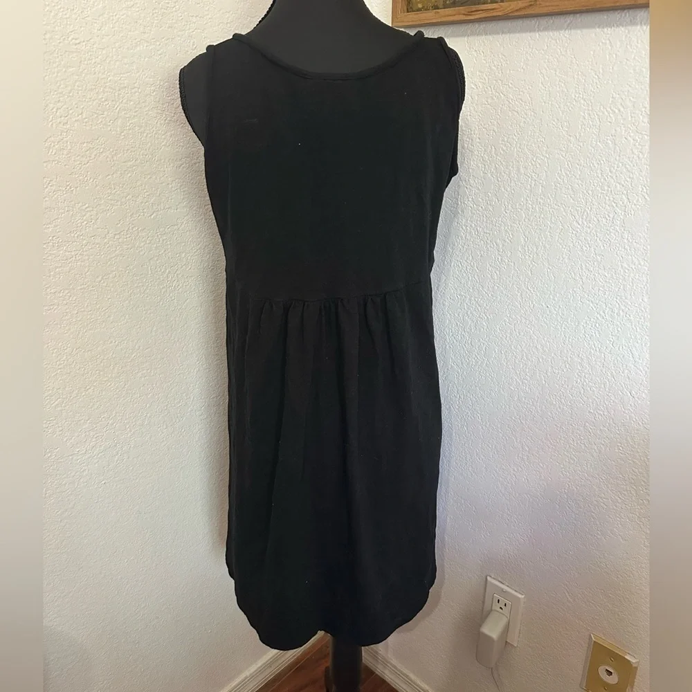 Meena Mahal Black Tank Mini Dress with Red Embroidery - Size M